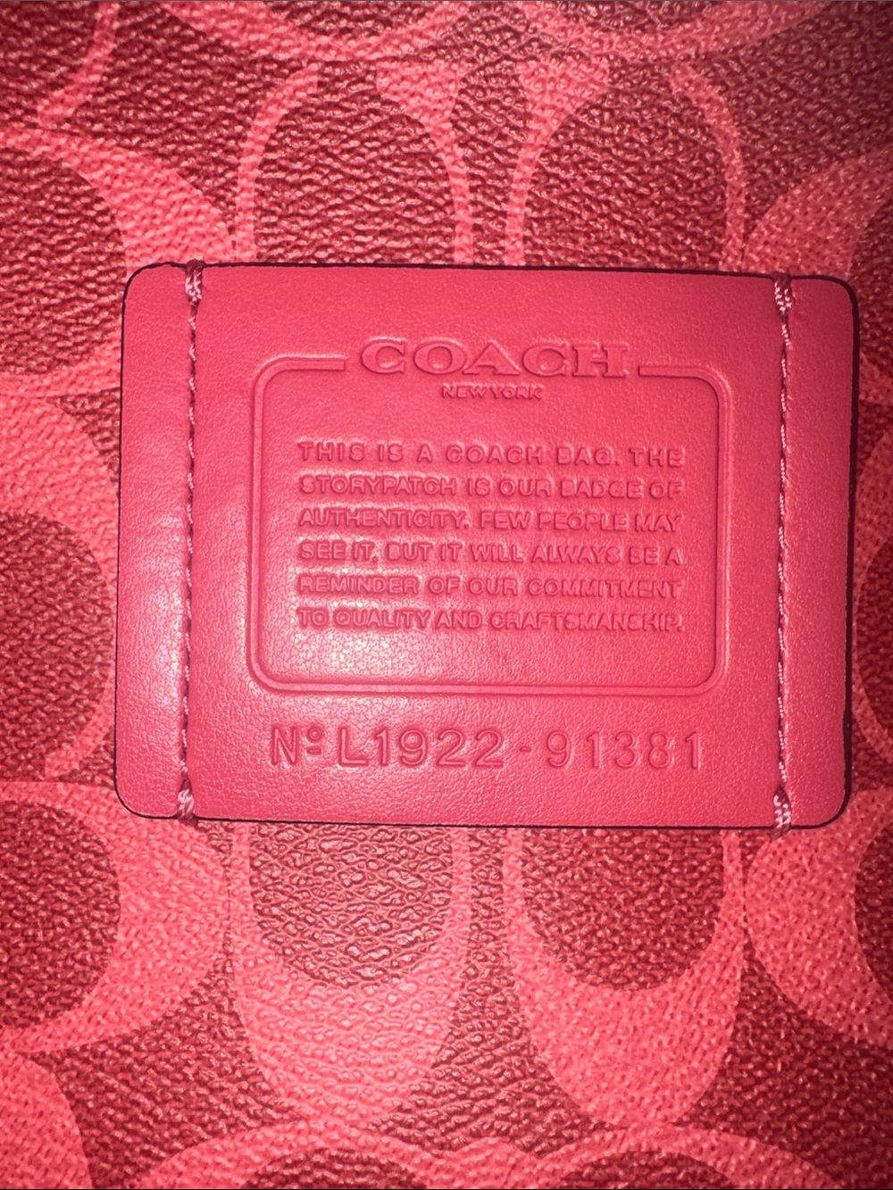 Coach Brown Signature Tote with Red Trim and Matching Red Pouches - Picture 6 of 10